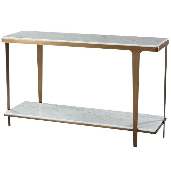Theodore Alexander Cordell Console Table in White & Brass 1