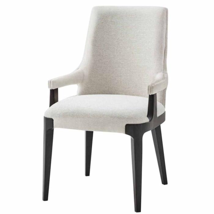 TA Studio Dayton Off White Dining Chair with Arms in Matrix Marble 1