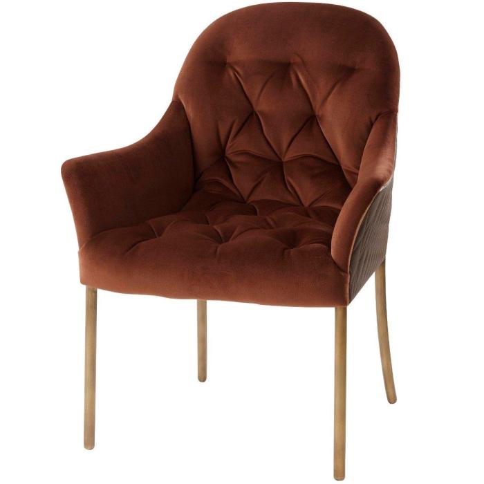 Theodore Alexander Iconic Dining Armchair in COM & Brass 1