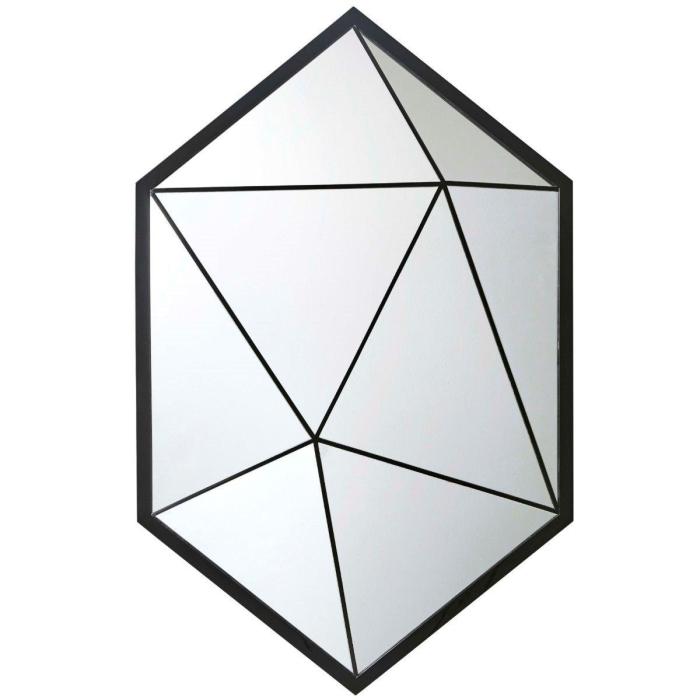 Theodore Alexander Hexagon Wall Mirror Vlad in Black Lacquer 1