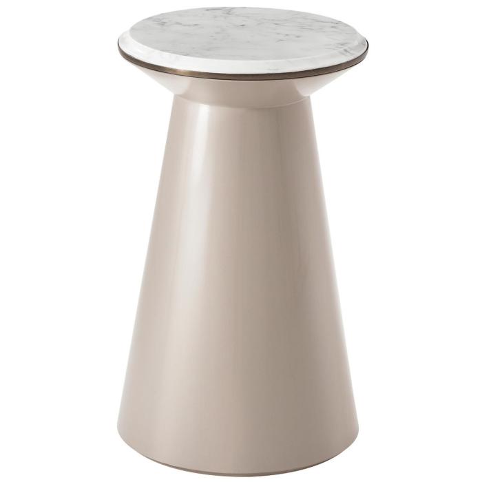 Theodore Alexander Small Contour Side Table in Taupe & Pearl 1