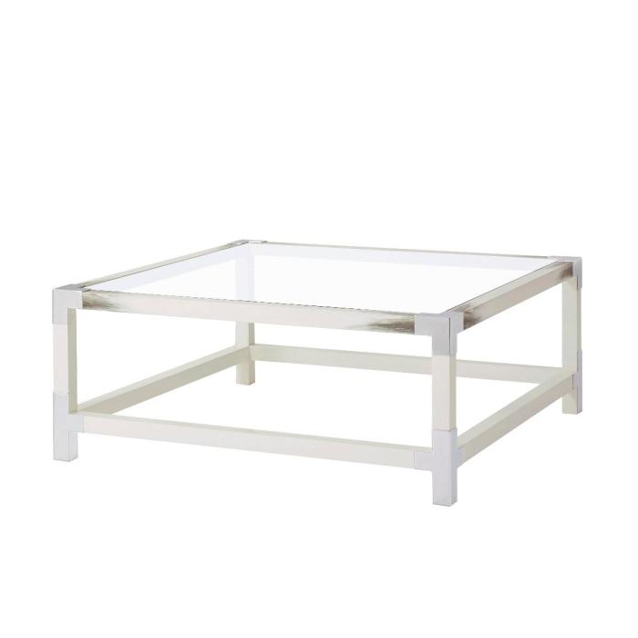 Theodore Alexander Cutting Edge Square Coffee Table in White 1
