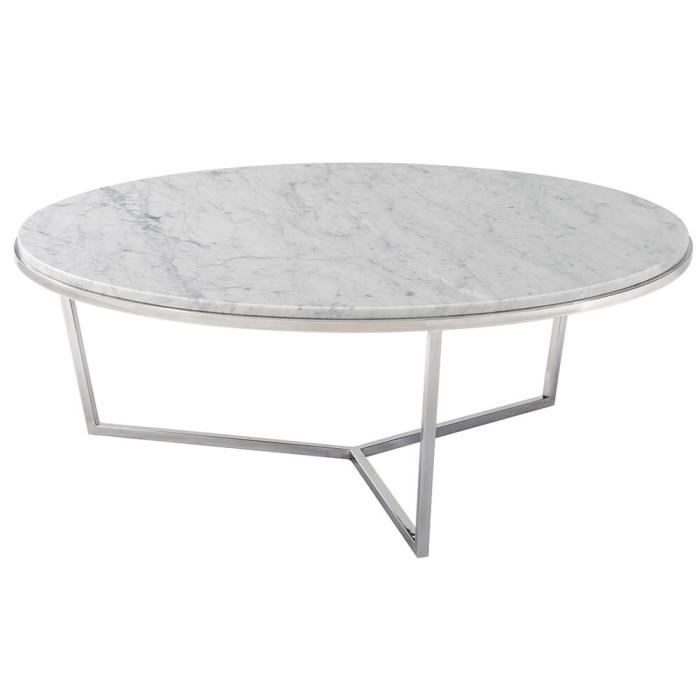 TA Studio Large Round Coffee Table Fisher in Marble & Nickel 1
