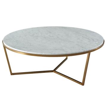 Large Round Coffee Table Fisher in Marble & Brass