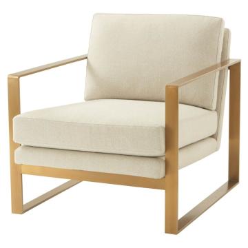 Bower Club Chair in Kendal Linen with Brushed Brass Finish Legs
