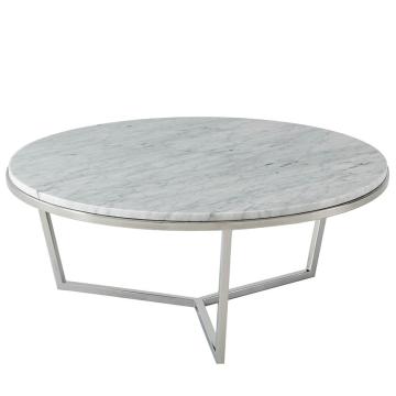 Small Round Coffee Table Fisher in Marble & Nickel