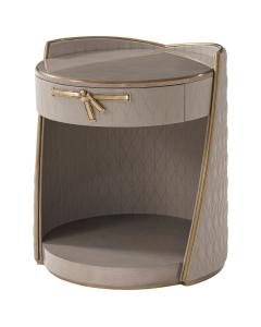 Iconic Round Bedside Table in Leather