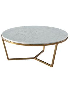 Small Round Coffee Table Fisher in Marble & Brass