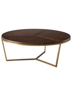 Large Round Coffee Table Fisher in Macadamia & Brass