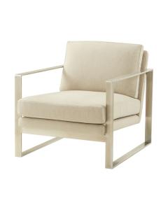 Bower Club Chair in Kendal Linen with Stainless Steel Leg