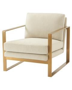Bower Club Chair in Kendal Linen with Brushed Brass Finish Legs