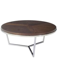 Small Round Coffee Table Fisher in Macadamia & Nickel