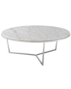 Large Round Coffee Table Fisher in Marble & Nickel